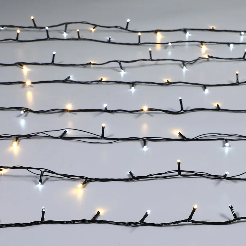 Lexi Lighting 400 Sparkle LED Connectable String Light - Black Cable - Warm White + White Flicker