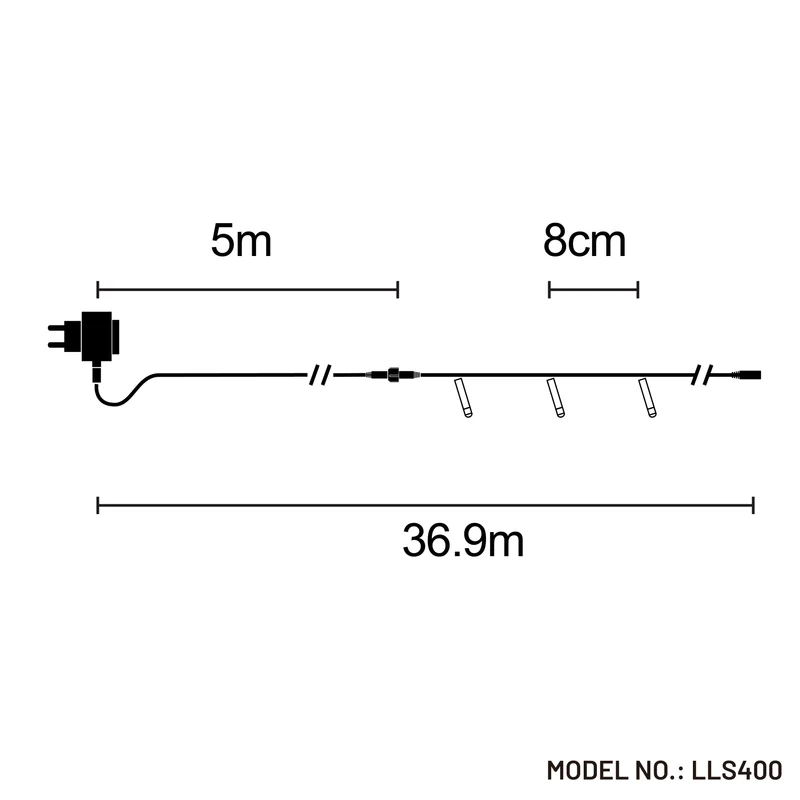 Lexi Lighting 400 Sparkle LED Connectable String Light - Black Cable - Warm White + White Flicker