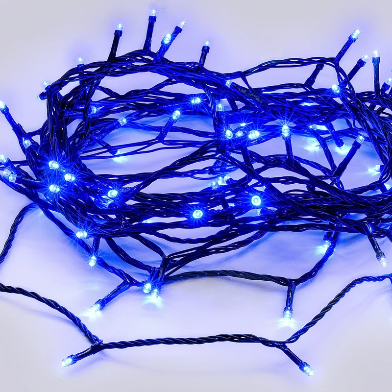 Lexi Lighting 240 LED Fairy Light Chain Dark Green Cable - Blue