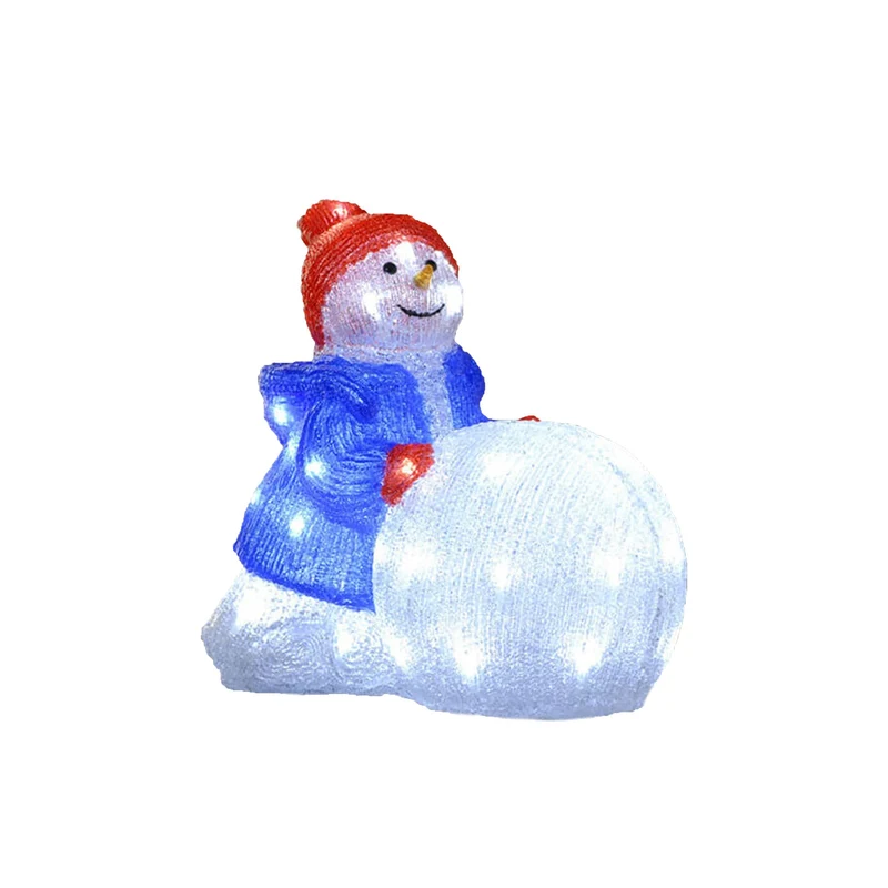 Lexi Lighting Acrylic Snowman with Large Snowball - H34cm