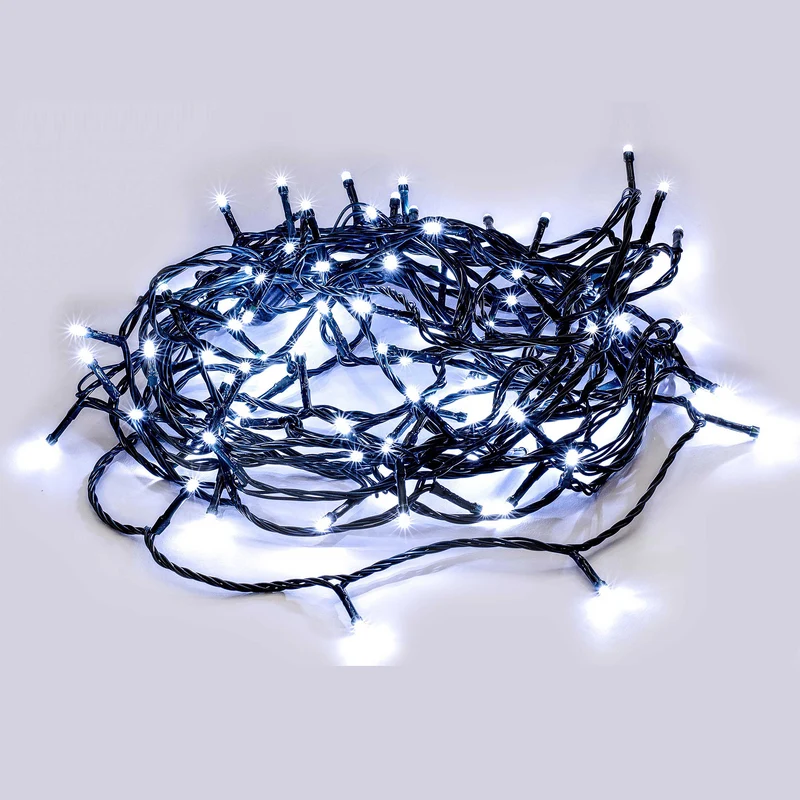 Lexi Lighting 360 LED Fairy Light Chain - Dark Green Cable - Connectable - White