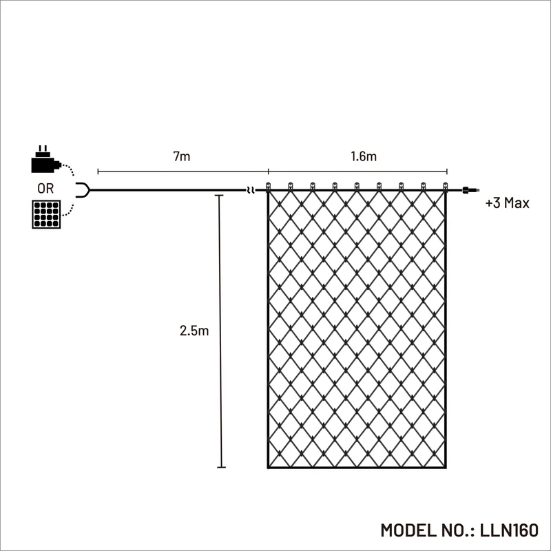 Lexi Lighting Dual Power 160 LED Connectable Net Light - Warm White