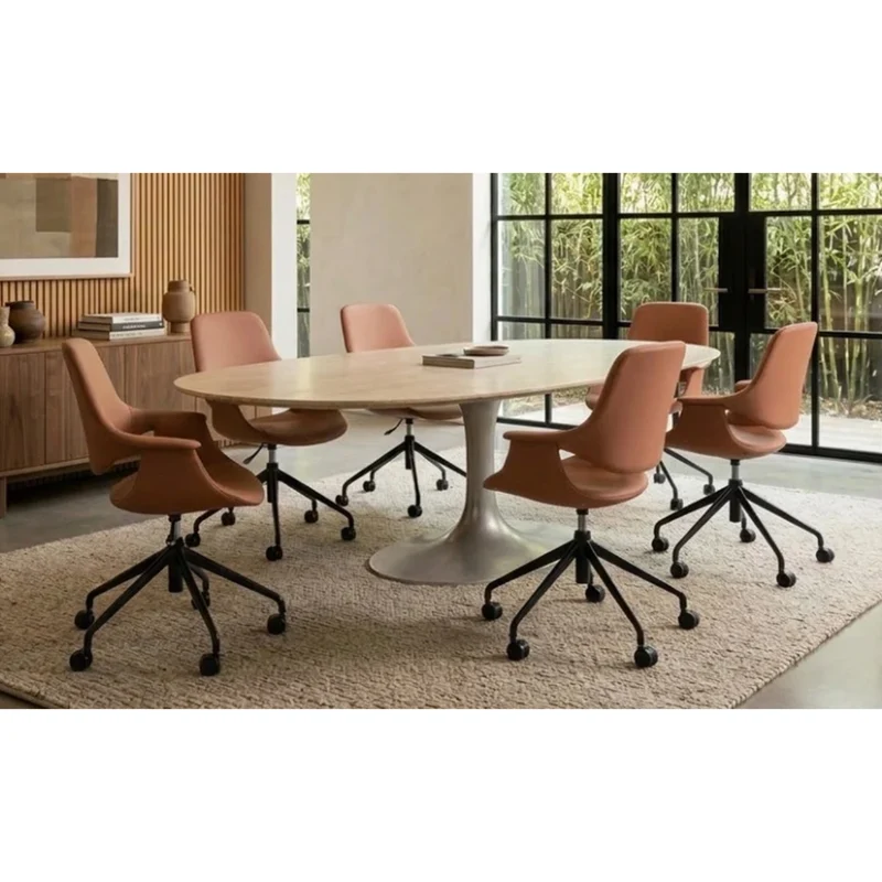 Sabia Oliver High Back Pre-Assembled Office Chair Upholstered (Tan/Black Frame)
