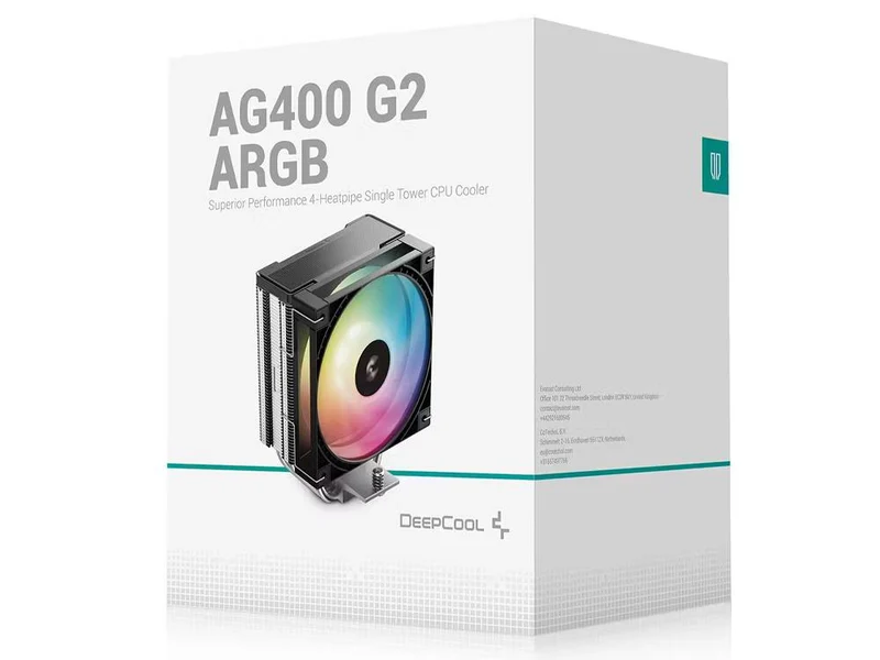 DeepCool AG400 ARGB G2 120mm 4-Heatpipe 230W TDP Single Tower CPU Cooler