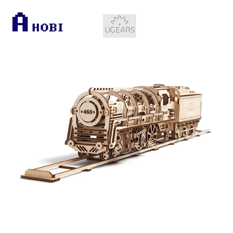 UGears Self Propelled Wooden Puzzle Locomotive with Tender Mechanical