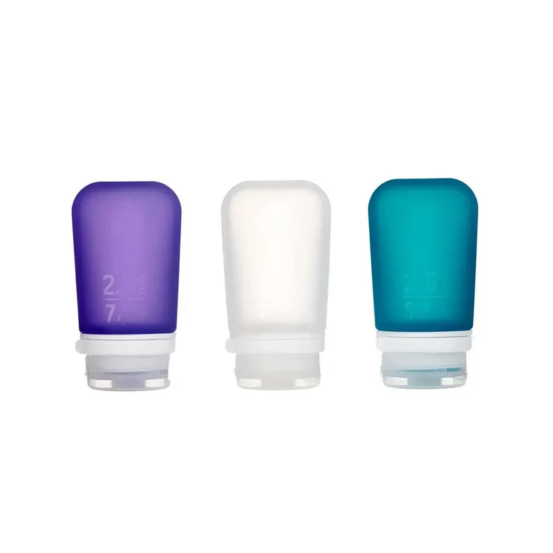 GoToob+ 74 ml Travel Bottles Medium (3 Pack) - Clear, Purple and Teal