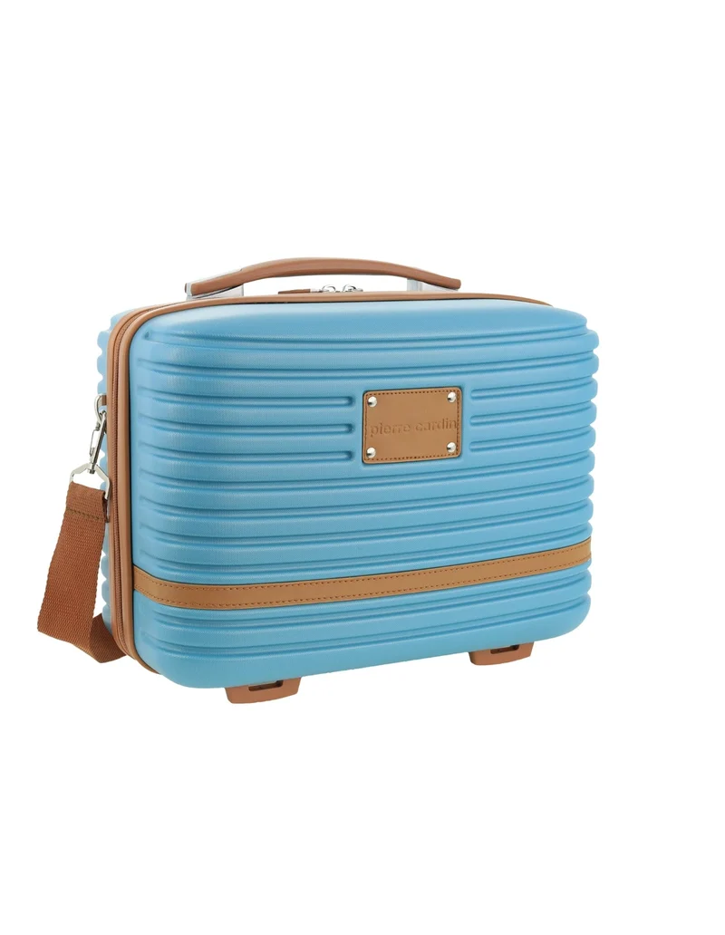 Pierre Cardin Medium Hardshell Suitcase and Beauty Case Set (Blue)