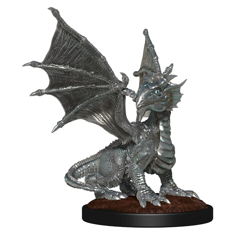 Wizards Of The Coast D&D Nolzurs Marvelous Unpainted Miniatures Silver Dragon Wyrmling & Female Halfling