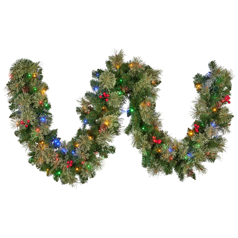 Christabelle 2.74m Christmas Garland with LED Lights Berries Pine Cones Multicolour Tree Decoration Ornament