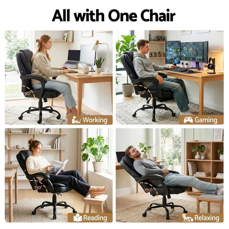 Artiss Massage Office Chair Executive Computer Gaming Chairs PU Leather (Black)