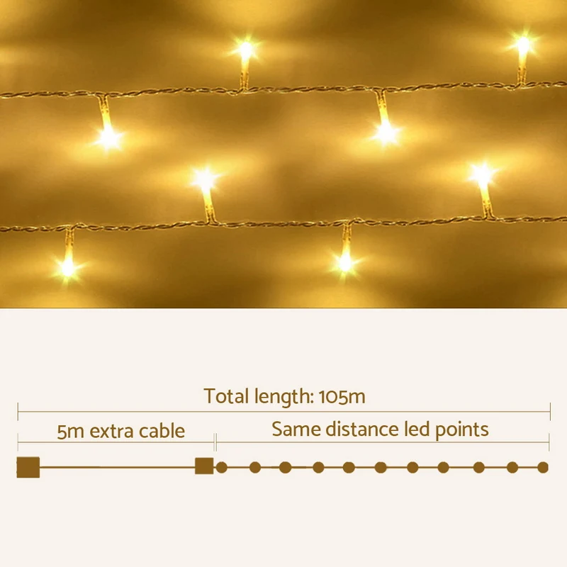 Jingle Jollys 100M Christmas Lights String Light 500 LED Warm White