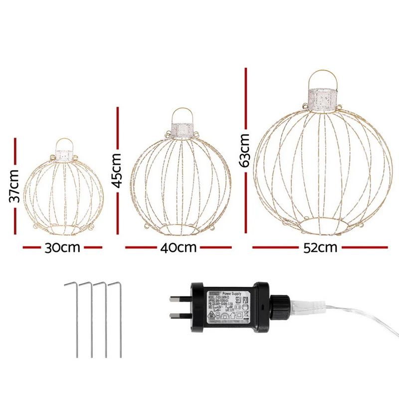 Jingle Jollys Christmas Lights 320 LED Fairy Light 3pcs Ball Decorations Set