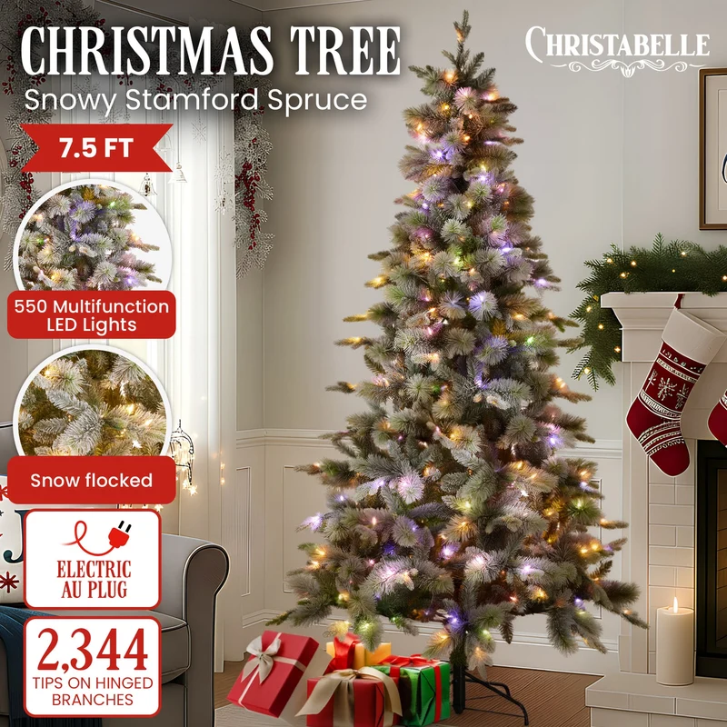 Christabelle 7.5ft Snowy Stamford Spruce Christmas Tree