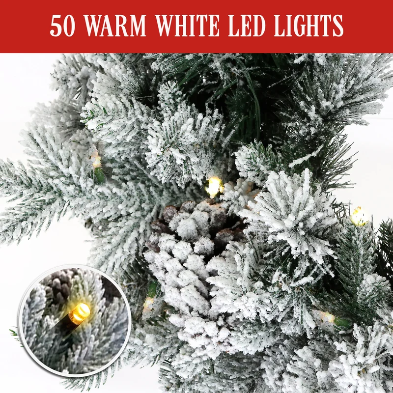 Christabelle LED Snowy Christmas Wreath 61cm