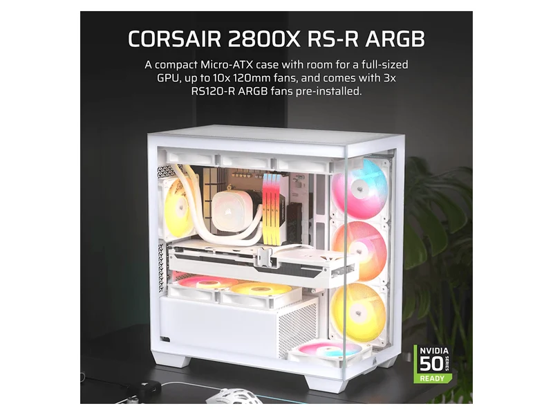 Corsair 2800X RS-R ARGB Micro-ATX PC Case - White