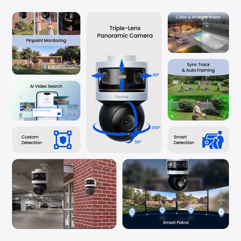 Reolink OMVI 3i PoE x2 Bundle RLN8-410 Triple-Lens Security Camera Auto Tracking