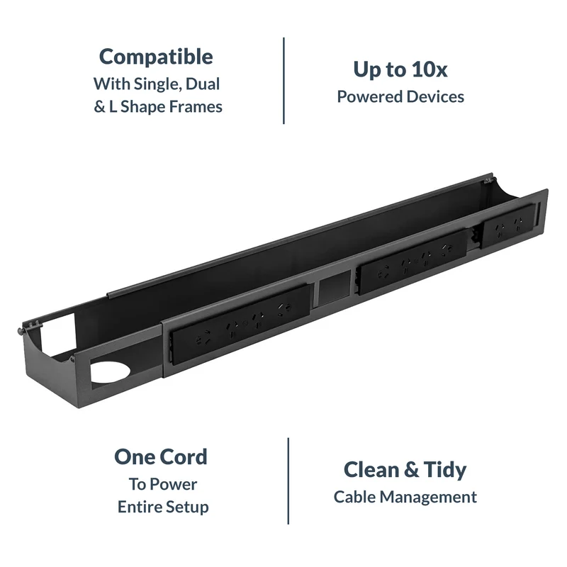 Desky Integrated Cable & Data Channel 10-Plug Matte Black