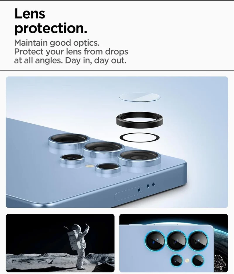 Spigen Samsung Galaxy S25 Ultra EZ Fit GLAS.tR Optik Pro HD 2PCS Camera Lens Protector - Black