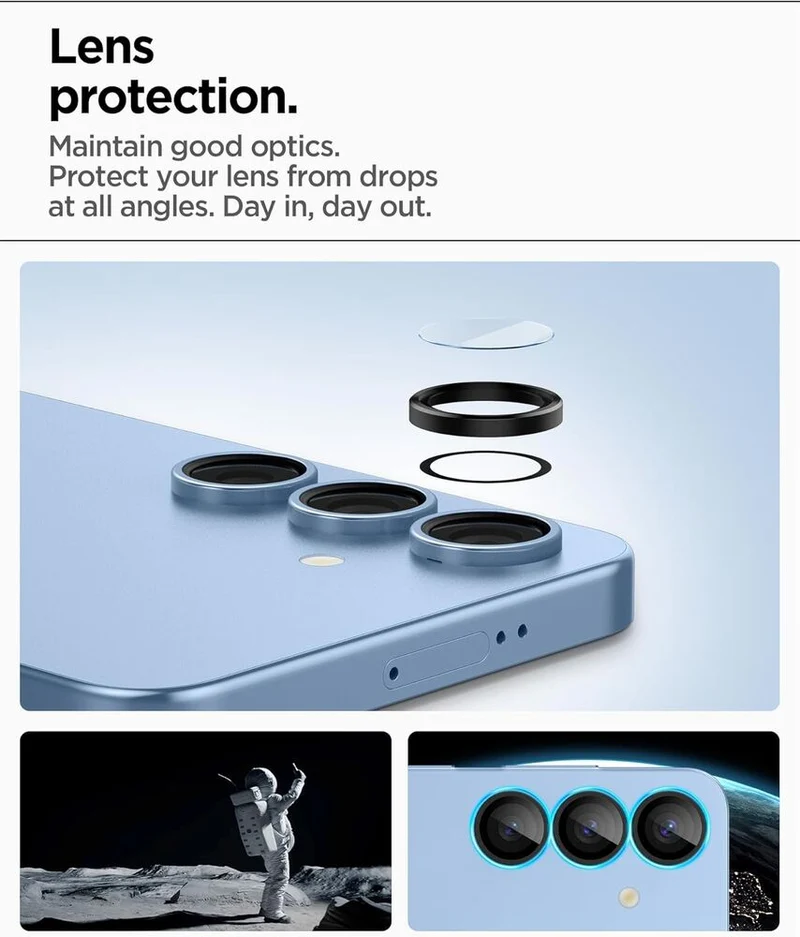 Spigen Samsung Galaxy S25 EZ Fit GLAS.tR Optik Pro HD 2PCS Camera Lens Protector - Black
