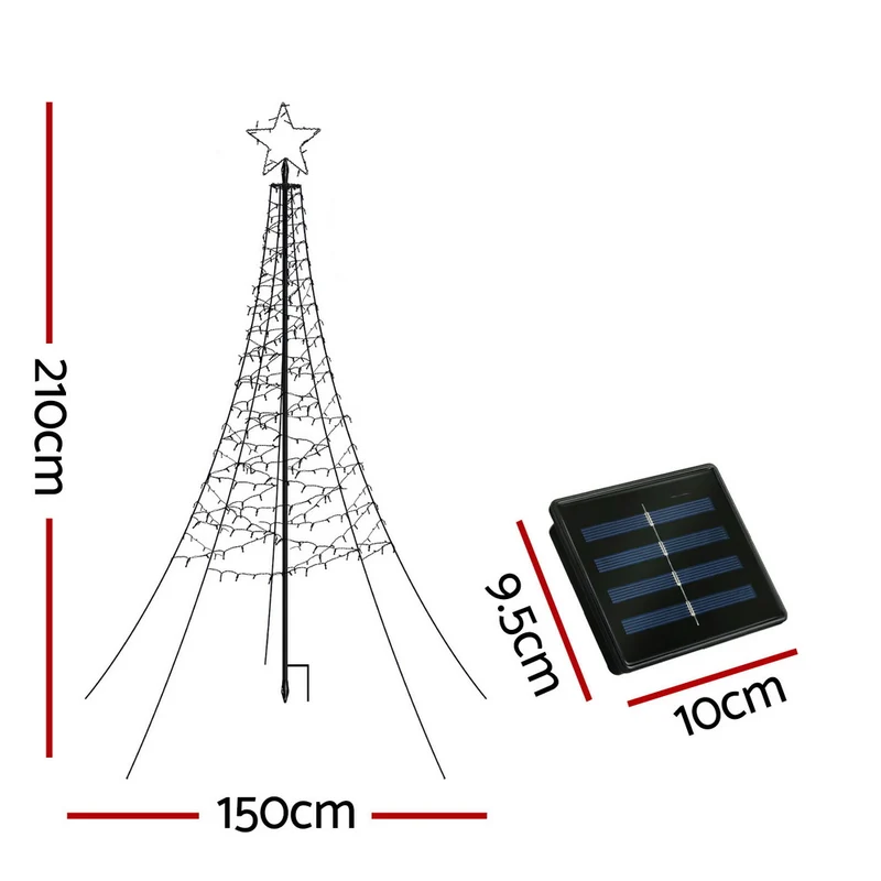 Jingle Jollys Solar Christmas Tree 2.1m 320 LED Net Lights Xmas Trees Decoration