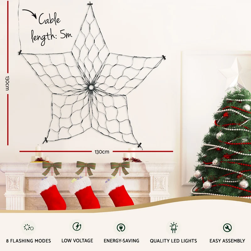 Jingle Jollys Christmas Lights 130cm Snow 130 LED Decorations