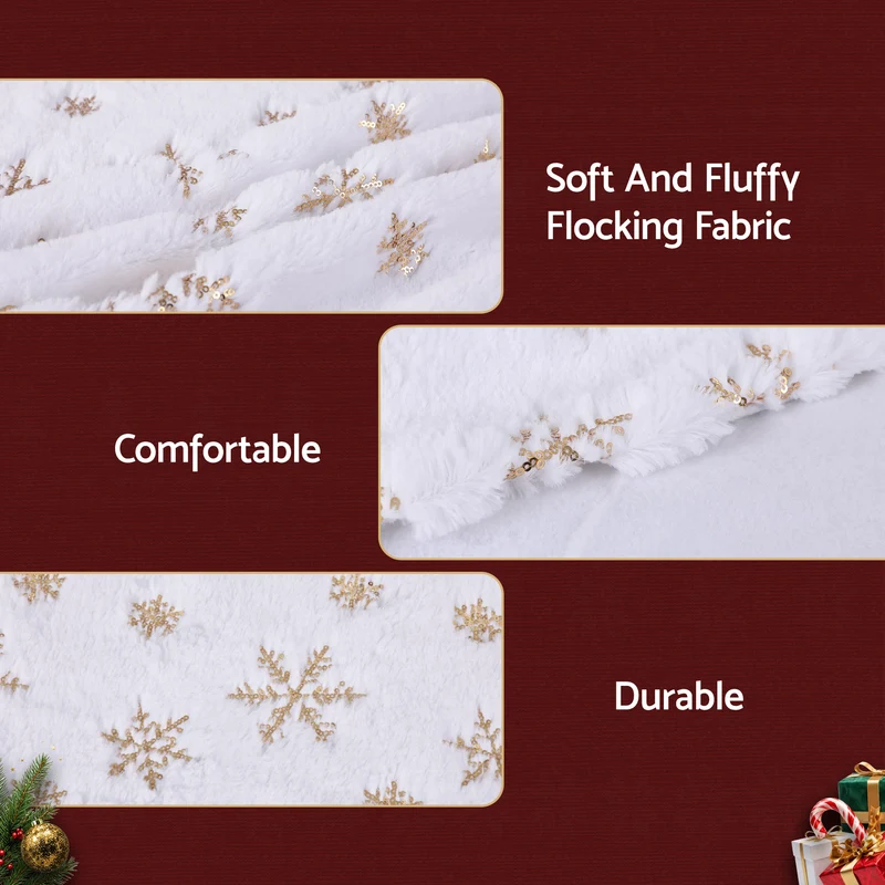 Jingle Jollys Christmas Tree Skirt 90cm Snowflake Ornaments Xmas Decorations