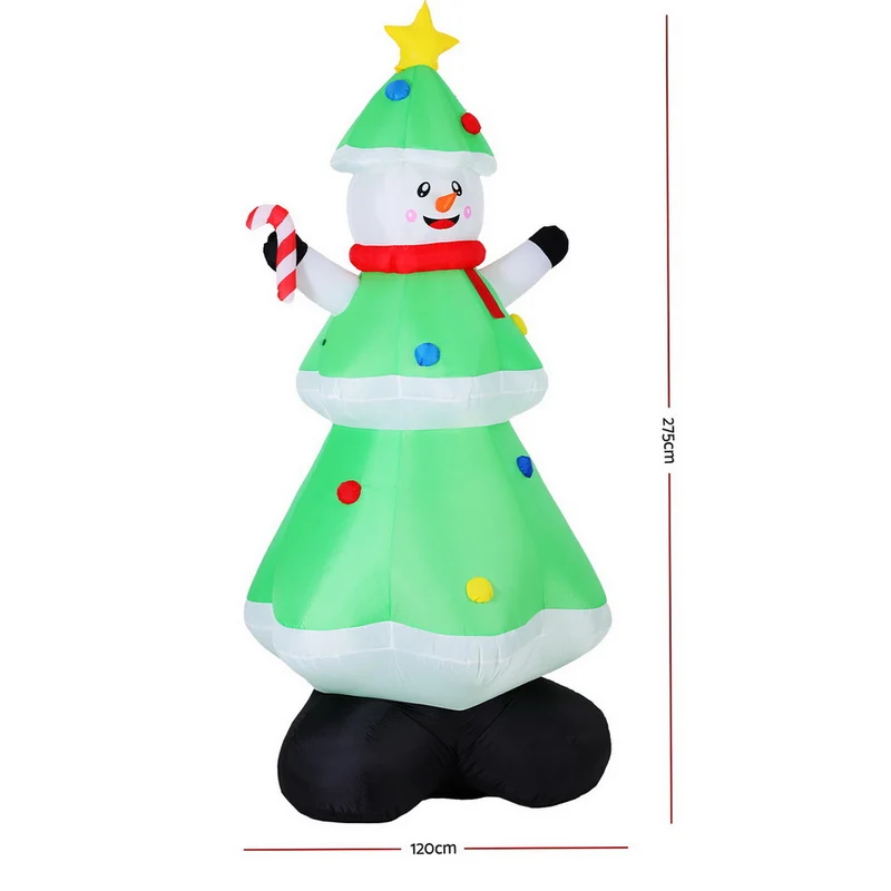 Jingle Jollys Christmas Inflatable Snowman Tree 2.75M Height LED Decorations Illuminated