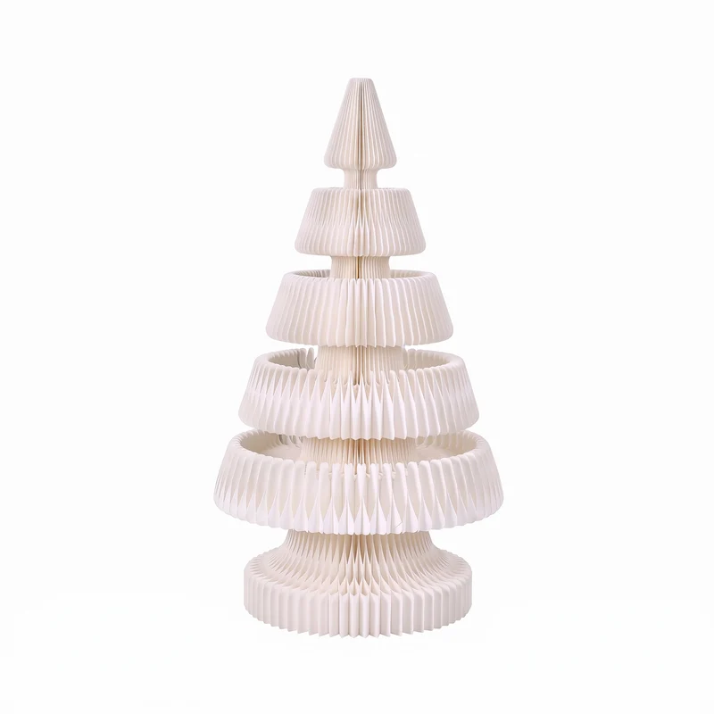 Jingle Jollys Paper Christmas Tree 114CM with Star Topper LEDs Xmas Decorations Kit Home Office White