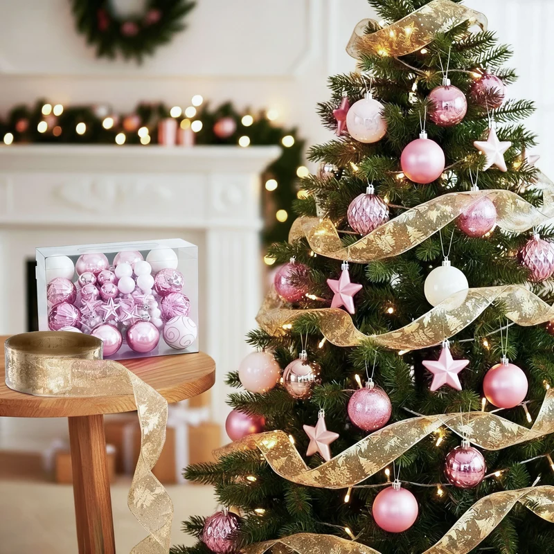 Jingle Jollys Christmas Tree Decoration Set Ribbon Baubles Ornaments Party 34pcs