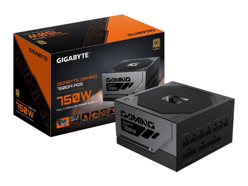 GIGABYTE GAMING 750GM PG5 80+ Gold Cybenetics 750W ATX3.1 Fully Modular Power Supply