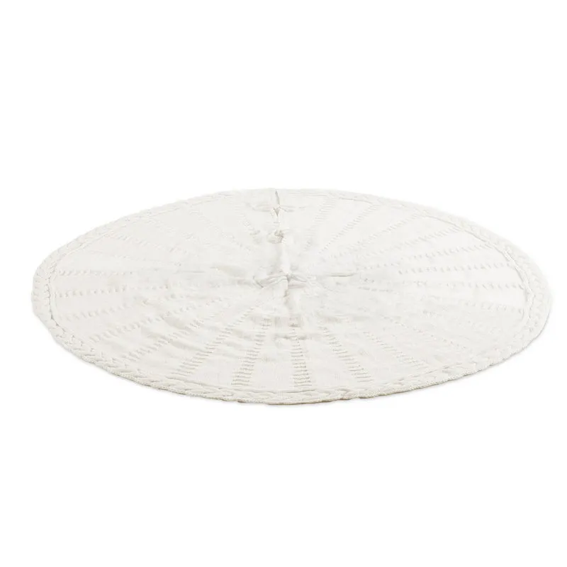 Jingle Jollys Christmas Tree Skirt 120cm Knitted Xmas Tree Ornaments Decor Beige