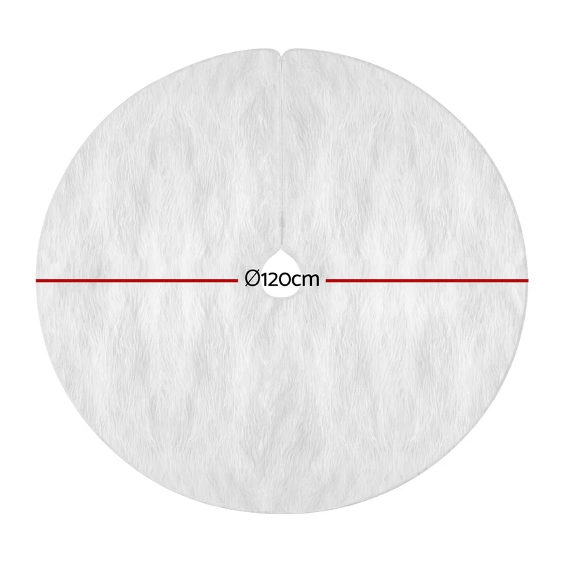 Jingle Jollys Christmas Tree Skirt 120cm Plush Xmas Fluffy Ornaments Decor White