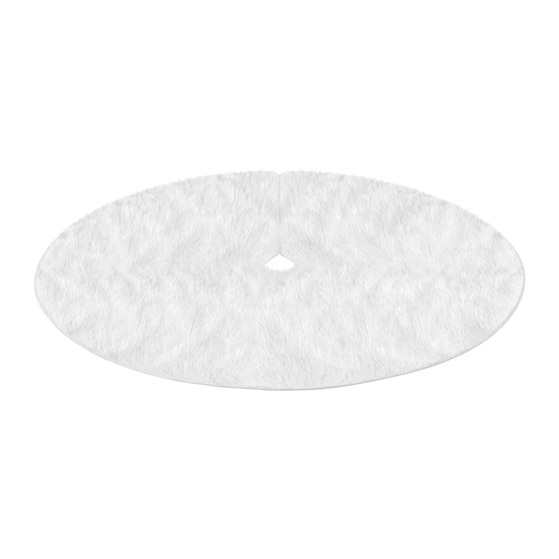 Jingle Jollys Christmas Tree Skirt 120cm Plush Xmas Fluffy Ornaments Decor White