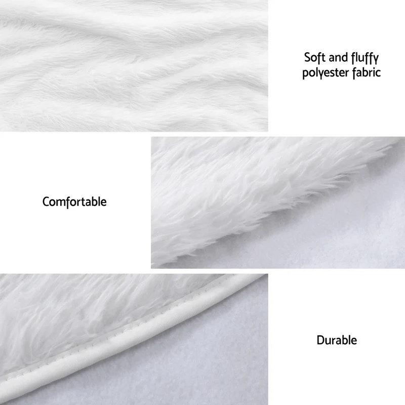 Jingle Jollys Christmas Tree Skirt 120cm Plush Xmas Fluffy Ornaments Decor White