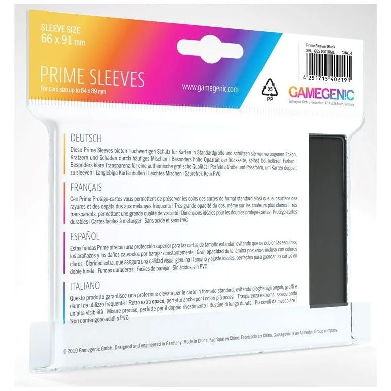 Gamegenic Prime Card Sleeves 66mmx91mm 100 Sleeves Per Pack (Black)