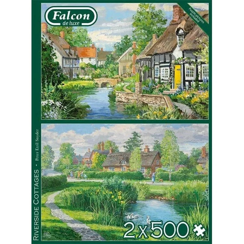 Falcon De Luxe 2x500-Pieces Riverside Cottages Puzzle