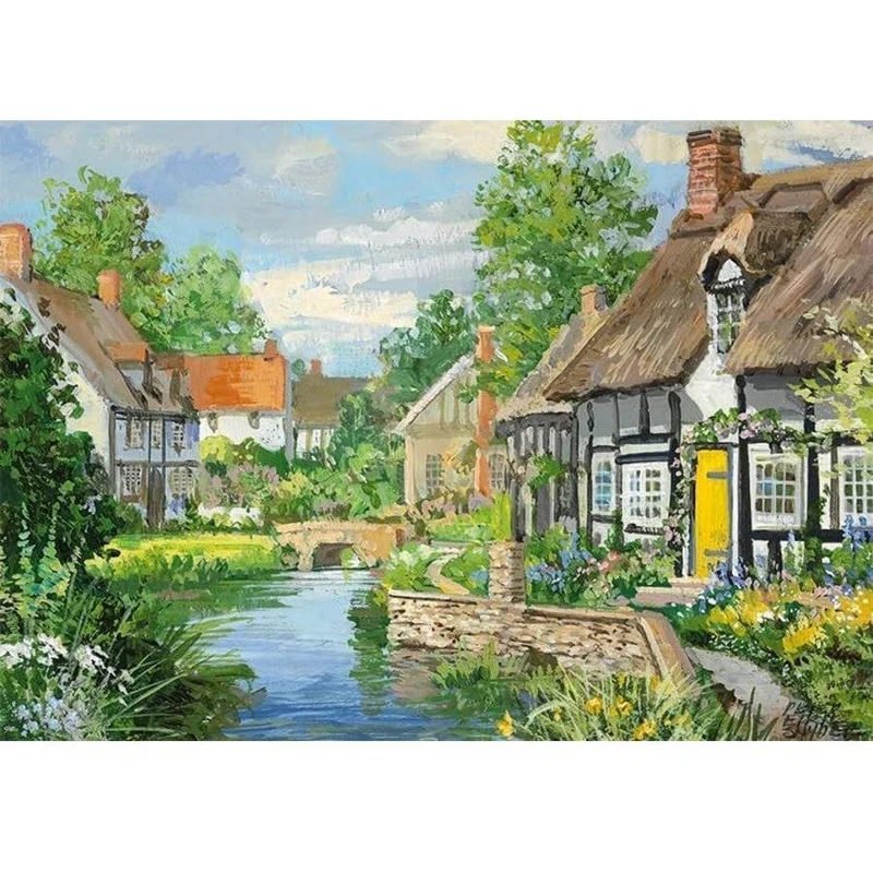 Falcon De Luxe 2x500-Pieces Riverside Cottages Puzzle