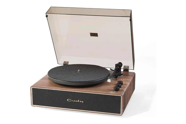 Crosley Stave 2-Speed Bluetooth Turntable with Speakers (Walnut)