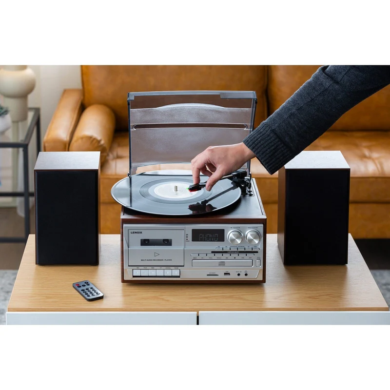 Lenoxx Audio CD/Cassette/Vinyl Streaming Player (Brown)