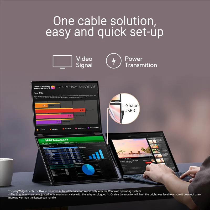 ASUS ZenScreen Duo Dual 14" OLED 360° Portable Monitor