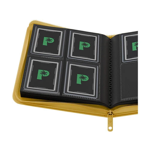 Palms Off Gaming Collector's Series 4 Pocket Card Loader TOP LOADER Clear Zip Binder - Yellow