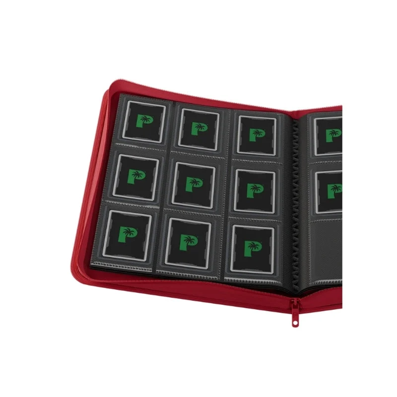 Palms Off Gaming Collector's Series Card Loader TOP LOADER Clear Zip Binder - Red