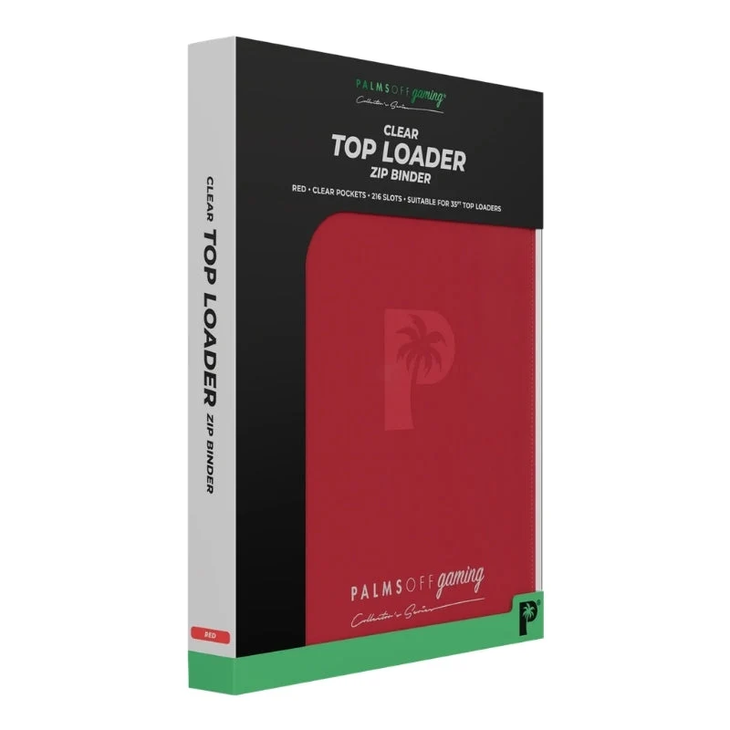 Palms Off Gaming Collector's Series Card Loader TOP LOADER Clear Zip Binder - Red
