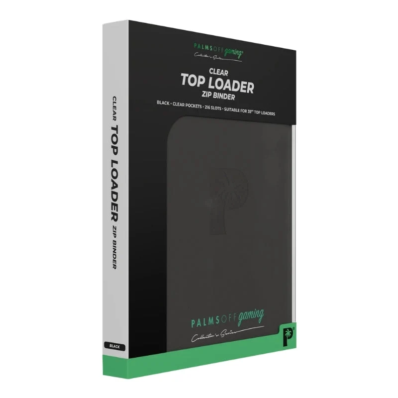Palms Off Gaming Collector's Series Card Loader TOP LOADER Clear Zip Binder - Black