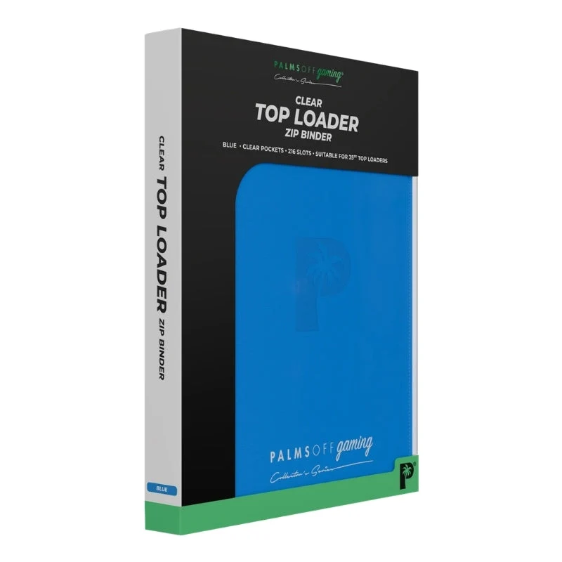 Palms Off Gaming Collector's Series Card Loader TOP LOADER Clear Zip Binder - Blue