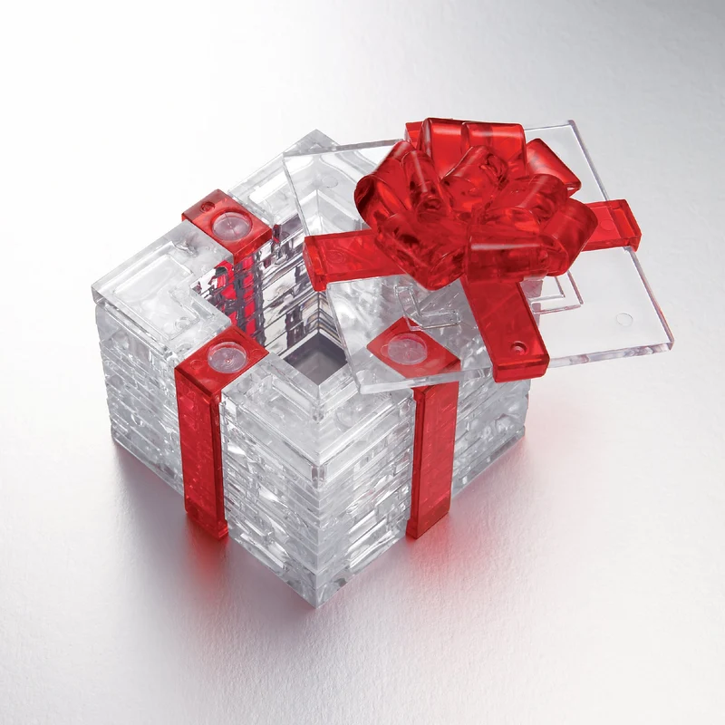 3D Red Ribbon Gift Crystal Puzzle