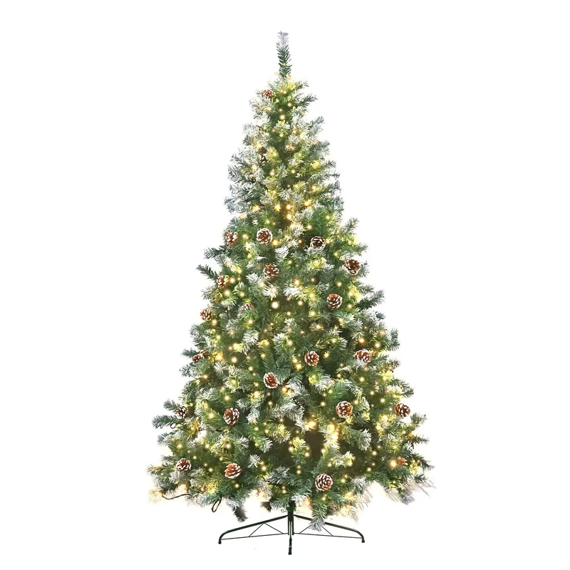 Christabelle 1.5m Pre-Lit LED Artificial Christmas Tree with Snow Tipped Needles Pine Cones Stand