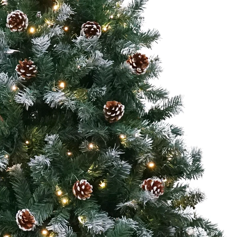 Christabelle 1.5m Pre-Lit LED Artificial Christmas Tree with Snow Tipped Needles Pine Cones Stand