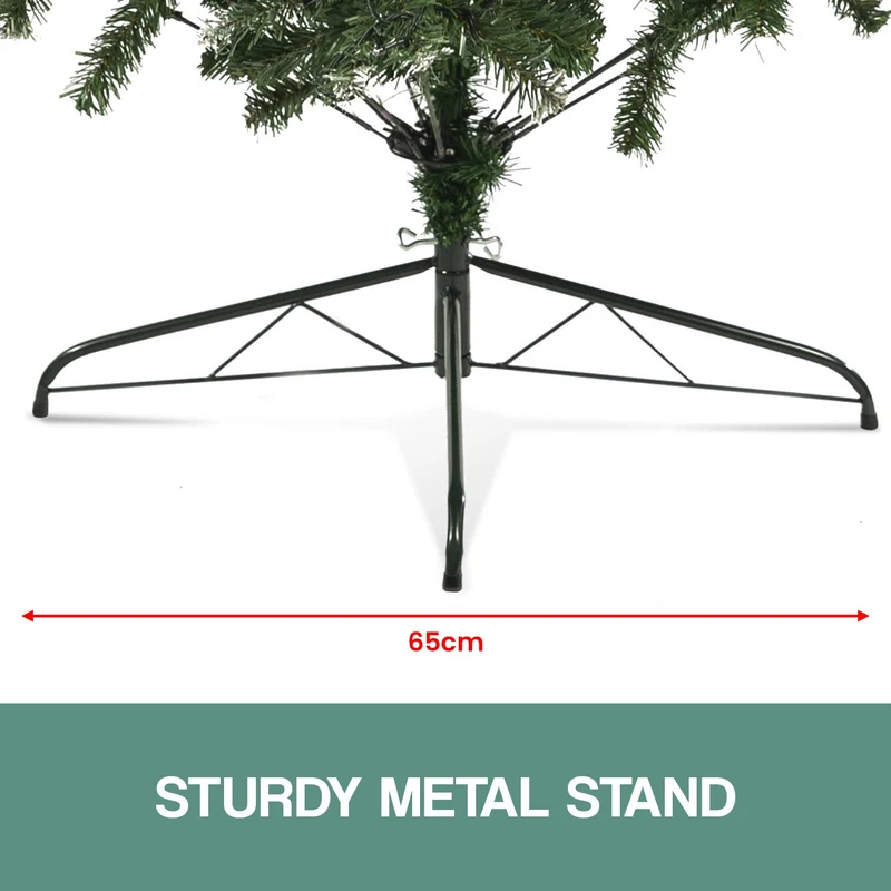 Christabelle 2.7m 9ft Pre-Lit LED Artificial Christmas Tree with Snow Tipped Needles Pine Cones Stand