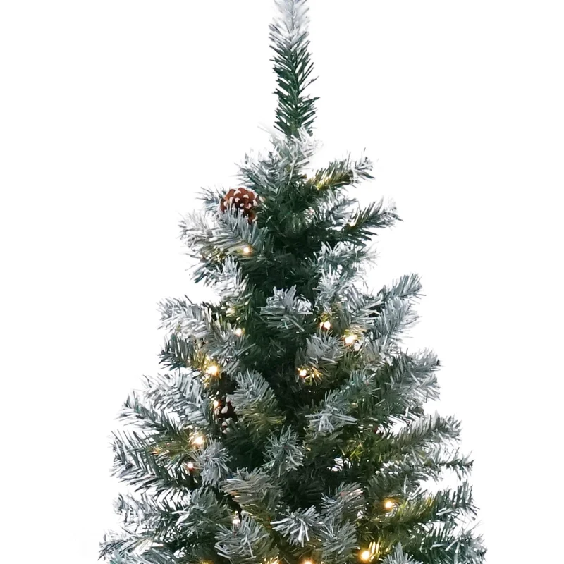 Christabelle 1.8m Pre-Lit LED Artificial Christmas Tree with Snow Tipped Needles Pine Cones Stand